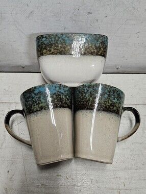 3pc Stoneware Coffee/Tea Set 2 Mugs & 1 Bowl Master Cuisine brand